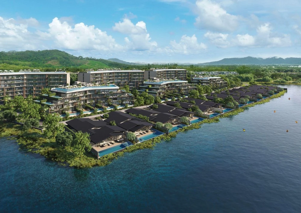 Новый жилой комплекс вилл с бассейнами прямо у воды в Лагуне Пхукет, Таиланд