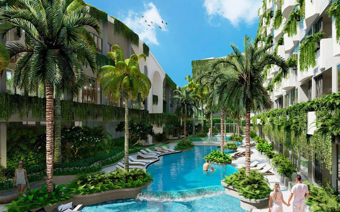 Кондоминиум с бассейном, видом на горы и сад, 700 метров до пляжа Банг Тао, Пхукет, Таиланд