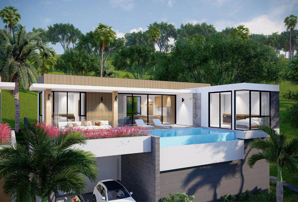 Виллы с бассейнами, террасами и садами, в окружении зелёных участков, Бопхут, Самуи, Таиланд