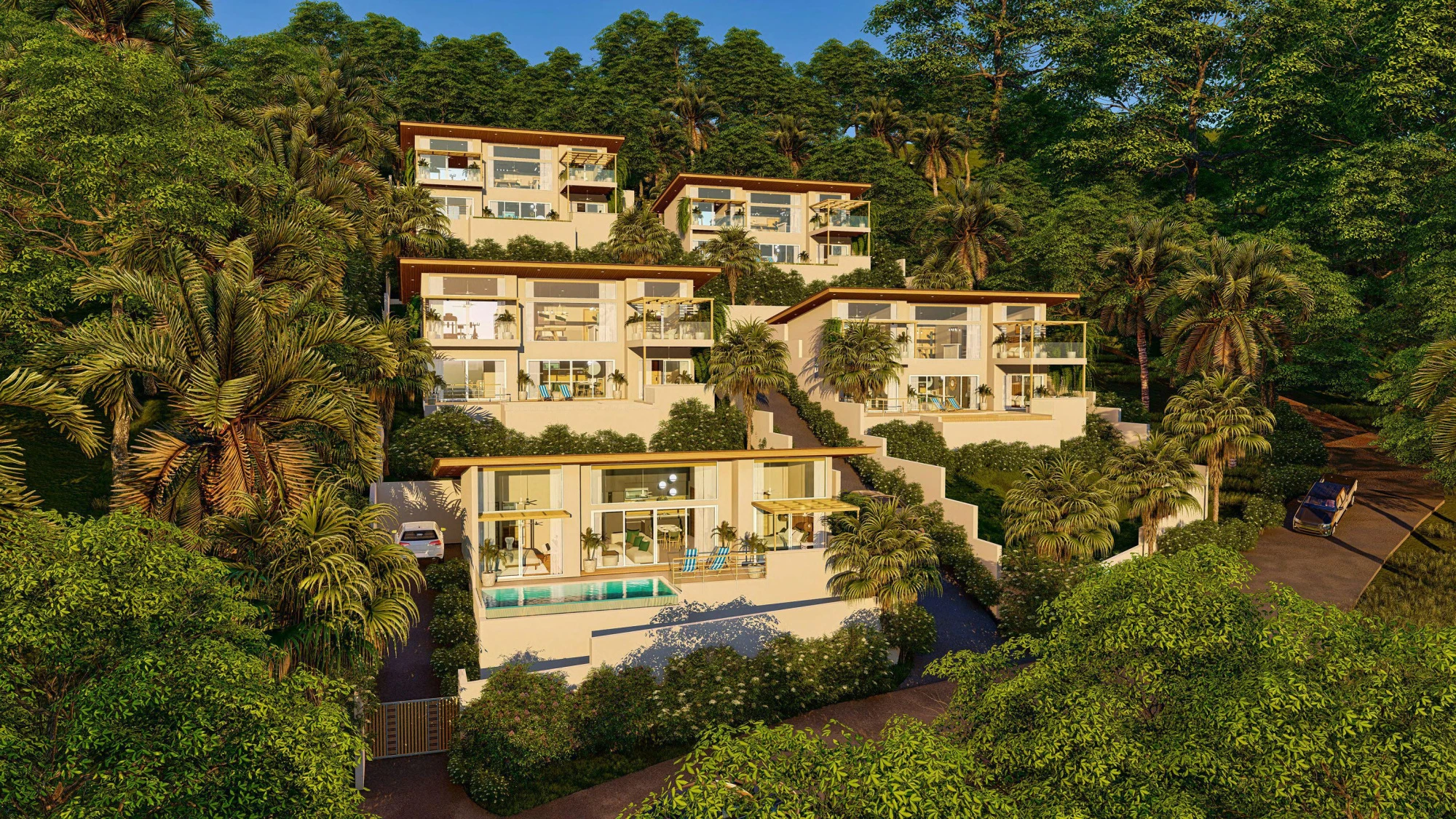 Новый комплекс вилл с бассейнами и панорамным видом на море, Натон, Самуи, Таиланд