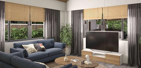 Виллы с бассейнами, садами и террасами, рядом с кокосовой рощей и пляжем Ламаи, Самуи, Таиланд