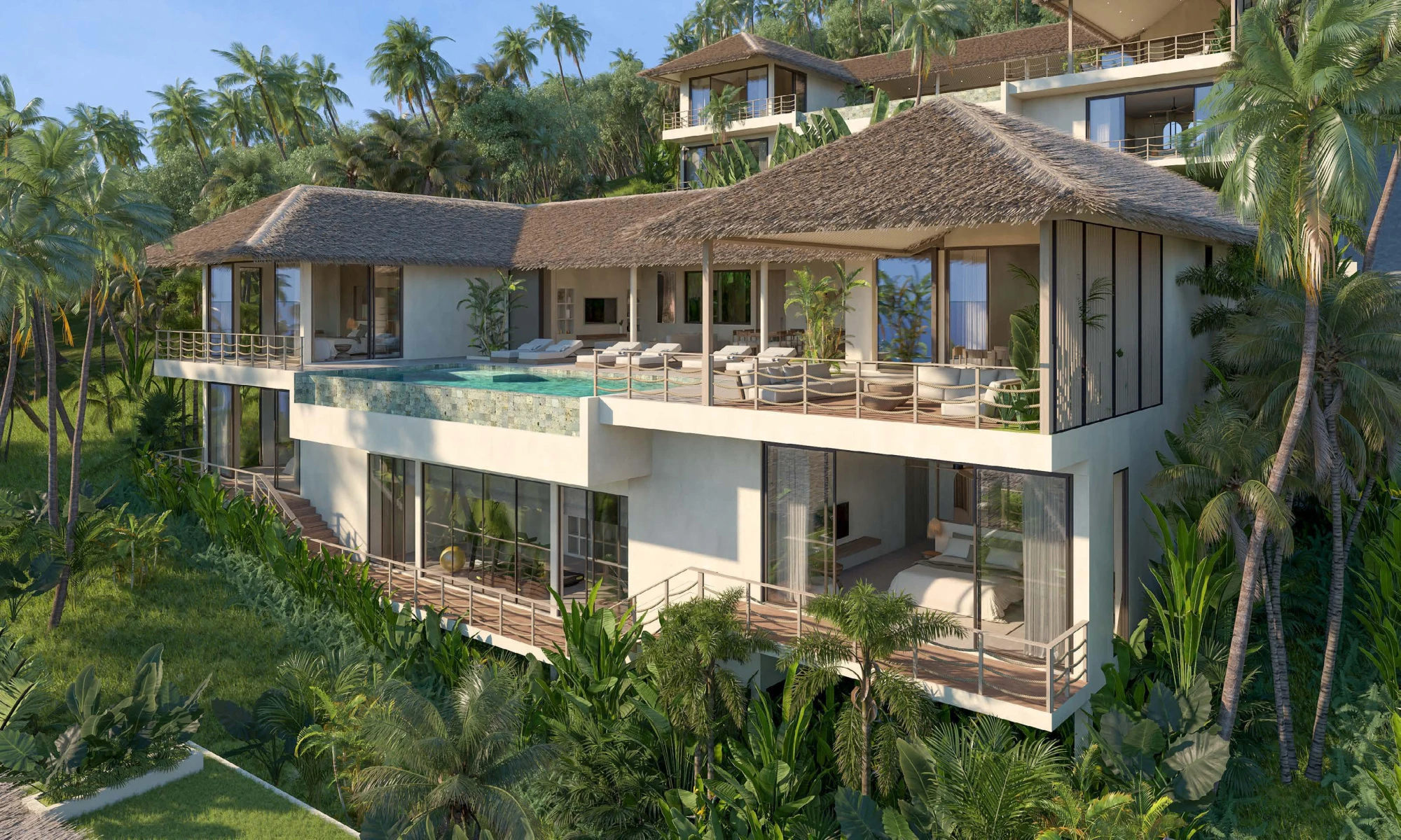 Первоклассный жилой комплекс вилл с бассейнами и панорамным видом на море, район Банг Махам, Самуи, Таиланд