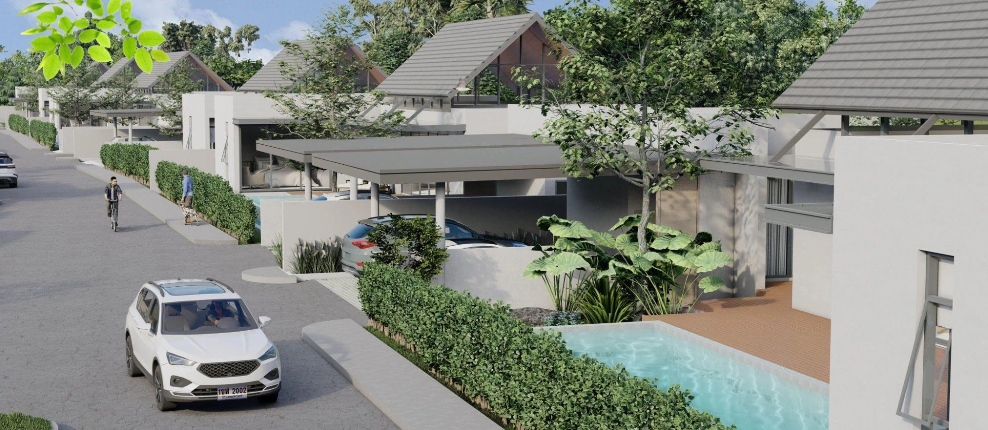 Комплекс новых одноэтажных вилл с бассейнами рядом с морем, 300 метров от пляжа, Самуи, Сураттхани, Таиланд