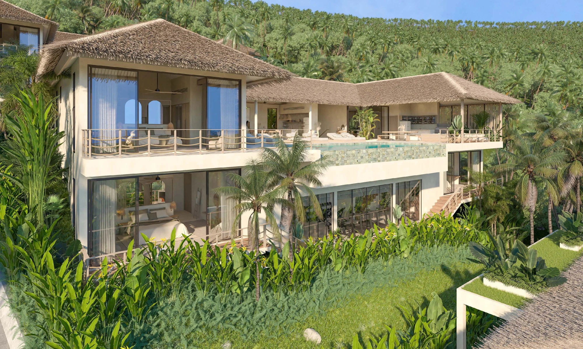 Первоклассный жилой комплекс вилл с бассейнами и панорамным видом на море, район Банг Махам, Самуи, Таиланд